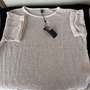 NWT UNIQ Knit Top woman Size Medium Natural Cream 100% cotton vintage inspired